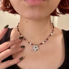 星★ エッグシェル レッドビーズネックレス ボヘミアン 再販！