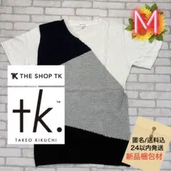 ■TAKEO KIKUCHI 半袖 パッチワーク ニット切替Tシャツのサムネイル