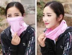 フェイスカバー　ピンク フェイスマスク　男女兼用　日焼け防止 飛沫対策