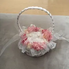 くまきち様専用 ウェディング リングピロー 花飾り付き