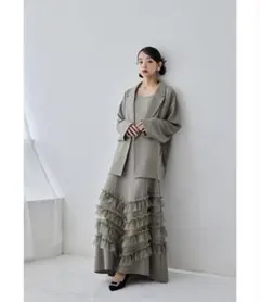 美品】niana トランスペアレントヘムセットアップドレス グレージュ L