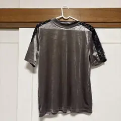 ZARA TRAFALUC ベロア 半袖カットソー グレーのサムネイル