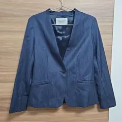 美品＊WORK TRIP OUTFITS ノーカラージャケット ネイビー