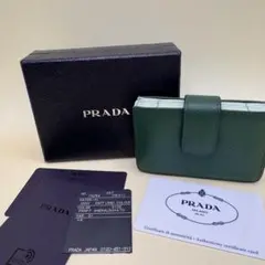 PRADA プラダ サフィアーノ アコーディオン カードケース グリーン