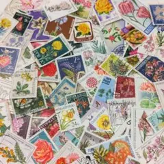 世界の使用済み切手 80枚 花 植物モチーフ