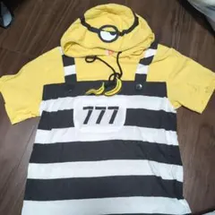 ミニオン フード付きストライプTシャツ Lサイズ
