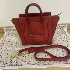セリーヌ ラゲージ赤 正規品 CELINE（セリーヌ） 中古品 ラゲージ ミニショッパー ハンドバッグ