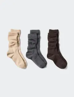 UNIQLO ルーズソックス3足組　ベージュ　23-25