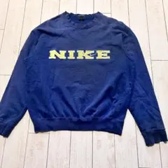 90s OLD NIKE スウェット パーカー 茄子紺 フェード y2k テック USA製 00年代 NIKE ナイキ スウォッシュ ワンポイント 刺? スウェット
