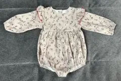 【SHEIN】花柄ロンパース ボディスーツ　ベージュ（グレージュ）68-74cm