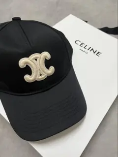 未使用級✨CELINE セリーヌ トリオンフ ロゴ刺繍 キャップ 黒 正規品