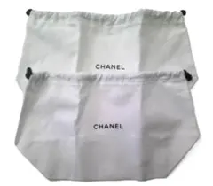★CHANEL シャネル 白 布袋 巾着 2枚セット 横約32cm★