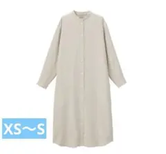無印良品　フレンチリネン洗いざらしスタンドカラーワンピース