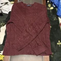 POLO RALPH LAUREN ロゴ刺繍 コットンケーブルニット