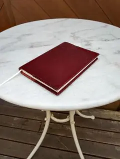 即使える　ワイン色の手帳カバー　ノート付き　A6サイズ　牛革レザー