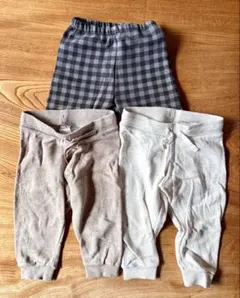 オーガニックコットン H&Mベビー UNIQLO裏起毛パンツ 3点 74 80