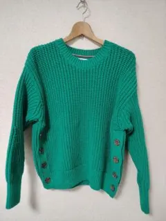 【TOMMY HILFIGER 】リブ編みニット　セーター 　サイドボタン　XS