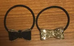 リボンキラキラ　ヘアゴム2種