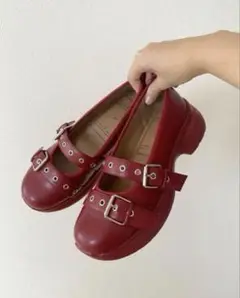 GU 赤 レッド ストラップシューズ