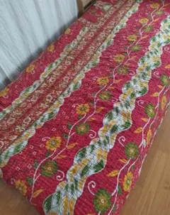 未使用 インドコットン カンタキルト ヴィンテージ ブランケット マルチカバー