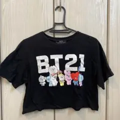 BT21 クロップドTシャツ ブラック　Bershka