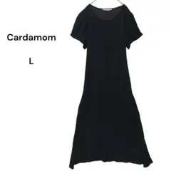 Cardamom ロングワンピース 半袖 ブラック レーヨン 100% リボン