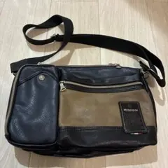 Bianchi レザー ショルダーバッグ 黒/ベージュのサムネイル