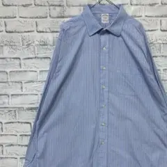 ブルックスブラザーズ長袖シャツ！ストライプ　ブルー　XL 0408