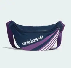 ADIDAS ORIGINALS ストライプ ウエストバッグ ネイビー/パープル
