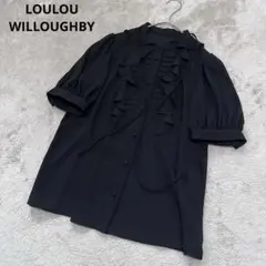 新品　ルルウィルビー　フロントタックラッフル半袖ブラウス　ブラックのサムネイル