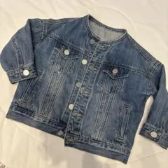 ノーカラー　デニムジャケット