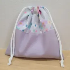 No.685　ハンドメイド　コップ袋　給食袋　巾着　花柄