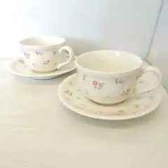 Noritake　バラ柄カップ・ソーサーセット 2個