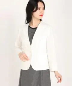 STRAWBERRY-FIELDS ノーカラージャージジャケット ホワイト