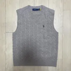 POLO ベージュ ニット Vネックベスト