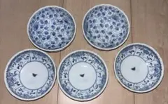 有田焼 大恵窯 染付 輪花小鉢 5客セット（蛸唐草2客・花唐草3客）のサムネイル
