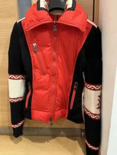 MONCLER ニット切替ダウンジャケット レディース3 柄 ハイブリッドダウン