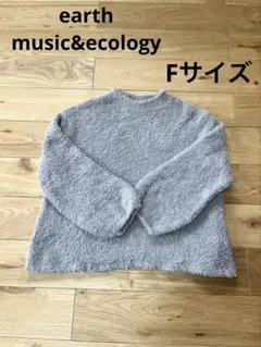 earth music&ecology シャギーニット ハイネック グレー F