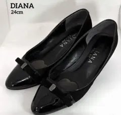 DIANA ダイアナ 黒 パンプス 24cm エナメル ウェッジのサムネイル