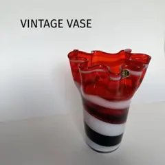 【新品未使用】伝統工芸品　ビンテージ　花瓶　ユニーク　赤