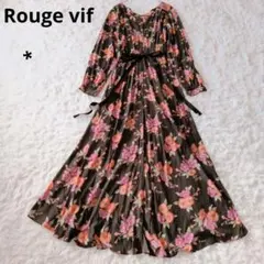 Rouge vif 花柄 ドット ロングワンピース リボン 黒 フリー