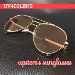 ◆ティアドロップサングラス◆UV400 ブラウンレンズ ゴールドフレーム