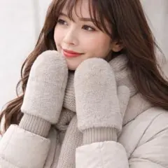 指が出せる 2way ミトングローブ 手袋 ベージュ スマホ操作可能 新品未使用