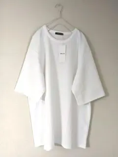 新品コムサイズム白色リンクスストライプTシャツ チュニックLL