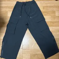 ワイドカーゴパンツ チャコールグレー ドローコード ジッパー付き 韓国系 L