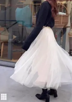 ボリュームロングチュールスカート[at118]