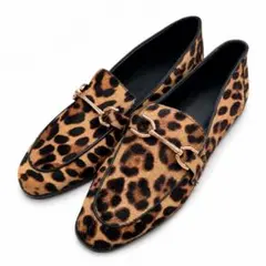 ZARA メンズ レオパード柄 ビットローファー ハラコ調 39 25.5cmのサムネイル