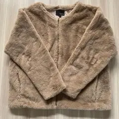 HK WORKS LONDON ノーカラーボアジャケット Lベージュ　しまむら