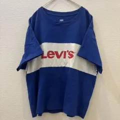【LEVI'S】Tシャツ 古着　L 青 ブランドロゴ刺繍
