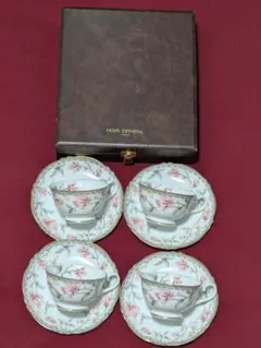 ホヤクリスタル「4面Qカット」グラス×6 ホワイトシャドウ カップ 